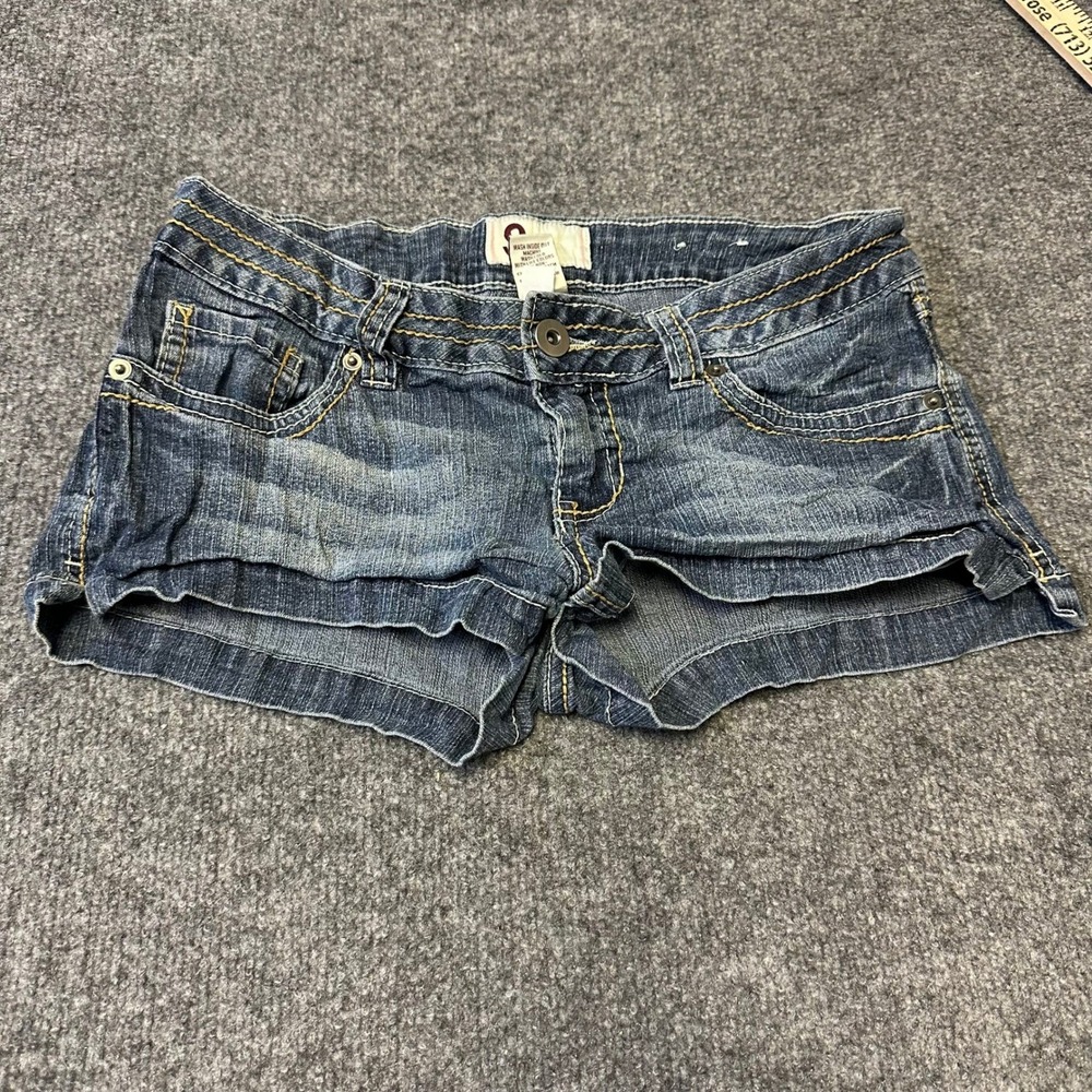 Refuge Shorts Womens Size 5 Blue Denim Low Rise Contrast Stitch Mini Casual